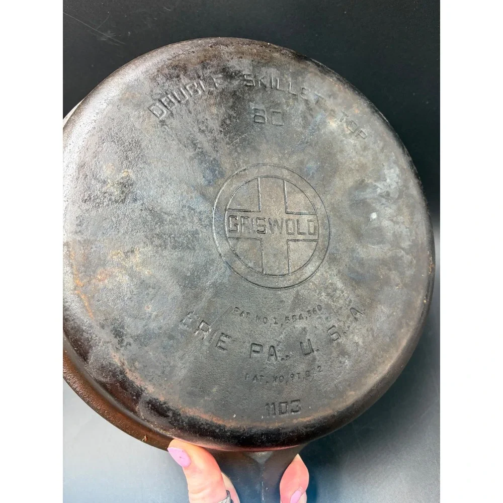 Vintage Griswold No 80 Double Skillet Top 1103 Large BlockLogo Cast Iron Erie PA